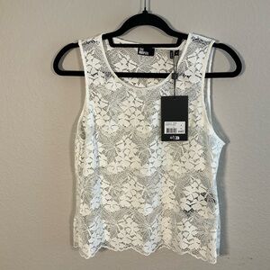 The Kooples White Fitted Cropped Tank Top